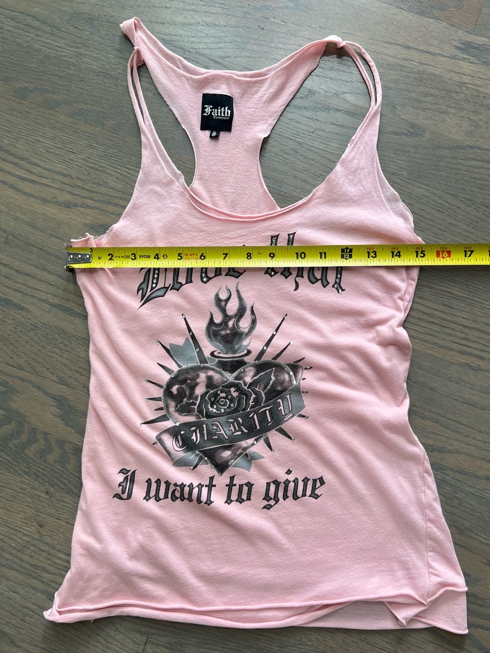 Faith Connexion Y2K Rhinestone Graphic Racerback Tank Top Pink S - Picture 9 of 13